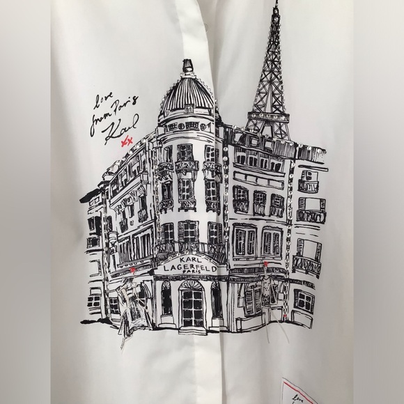 NWT Karl Lagerfeld Paris Limited Edition Button Down Shirt Blouse - Picture 8 of 13